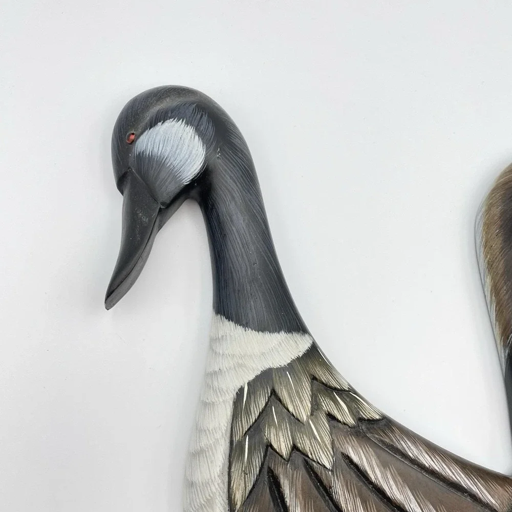 Vintage‎ Carved Wood Goose Duck Wall Art 14x13 Philippines Hand Painted